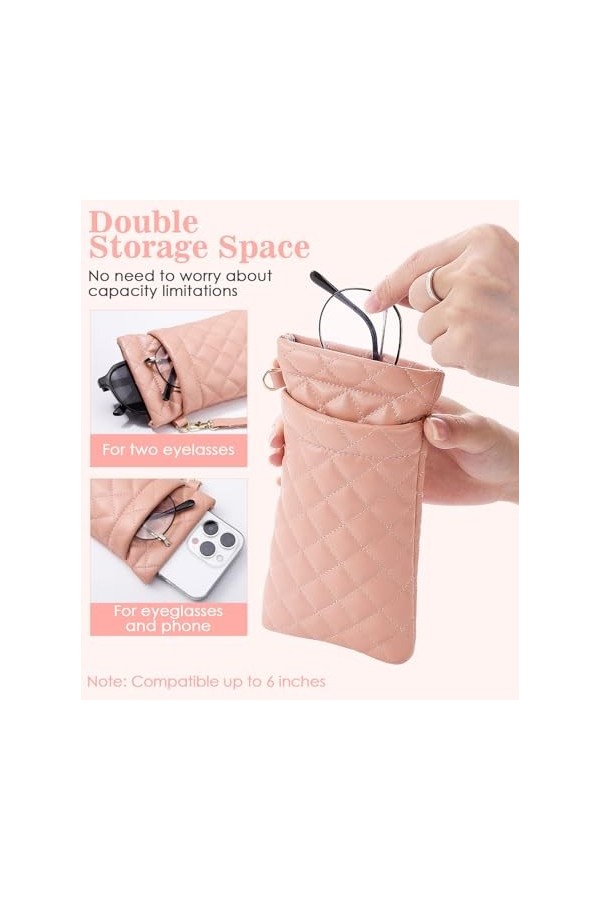 MoKo Double Pochette à Lunettes avec Sangle de Transport, Sac Souple de Lunettes en Cuir PU Souple, Étui pour Lunettes de Sol