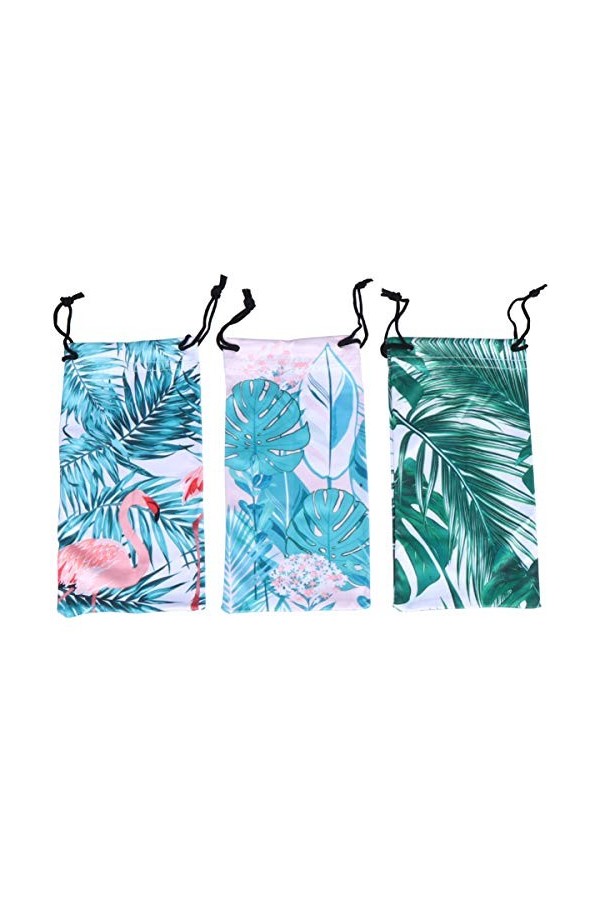 VALICLUD Étuis à Lunettes Pochette Souple Lunettes de Soleil Pochette Flamingo Feuille de Palmier Pochette à Lunettes Cordon 