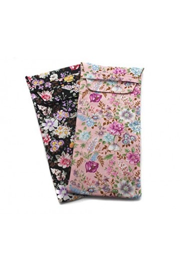 Global Glasses PACK de 2 lunettes en tissu doux pour dame/lunettes de soleil étui de protection floral pochette de rangement