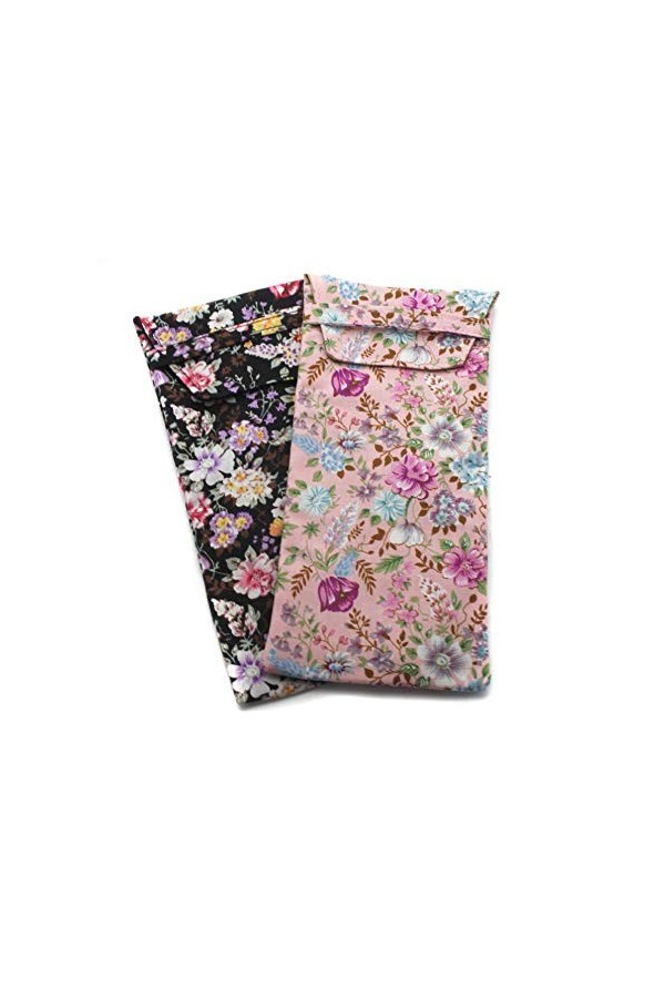 Global Glasses PACK de 2 lunettes en tissu doux pour dame/lunettes de soleil étui de protection floral pochette de rangement