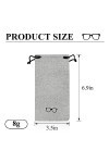 MultiValue Lot de 6 étuis à lunettes souples en lin avec cordon de serrage étanche et portable pour femme et homme, 6 couleur