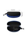 YEESON Lot de 3 étuis à lunettes de soleil portables avec fermeture éclair et crochet pour homme et femme, Bleu + rouge + noi