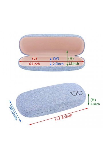 Vetoo Lot de 2 étuis à lunettes portables en lin pour rangement de lunettes de soleil, Bleu + gris., taille unique