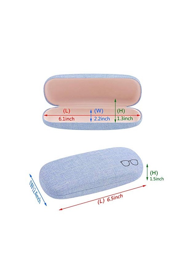 Vetoo Lot de 2 étuis à lunettes portables en lin pour rangement de lunettes de soleil, Bleu + gris., taille unique