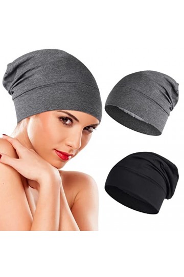 WLLHYF Lot de 2 bonnets de sommeil en soie doux avec doublure en satin réglable turban chapeau infirmière bonnet pour cheveux