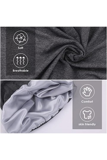 WLLHYF Lot de 2 bonnets de sommeil en soie doux avec doublure en satin réglable turban chapeau infirmière bonnet pour cheveux