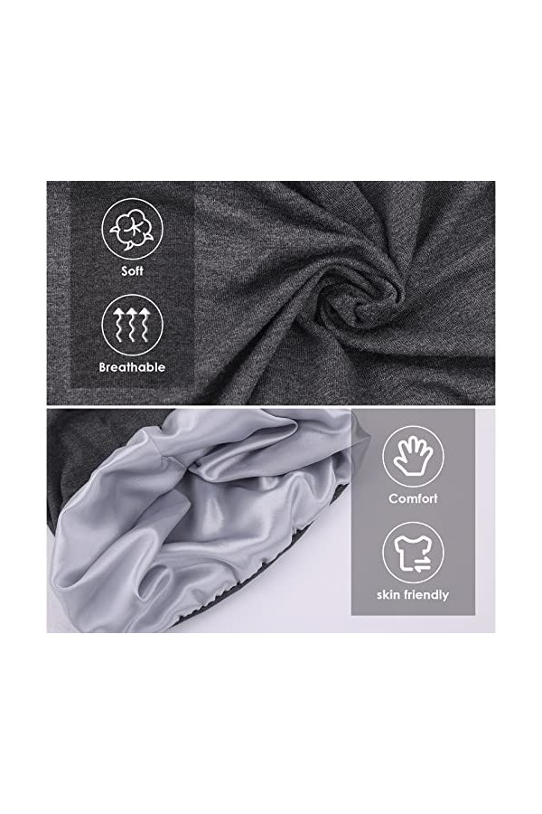 WLLHYF Lot de 2 bonnets de sommeil en soie doux avec doublure en satin réglable turban chapeau infirmière bonnet pour cheveux