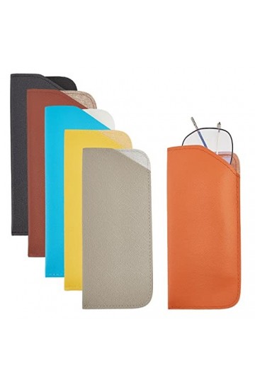nbeads 12 étui à Lunettes en Cuir Portable, 6 Couleurs Pochette de Lunettes de Soleil Souple Pochette de Lunettes Lecture Poc
