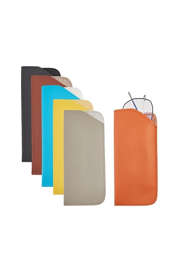 nbeads 12 étui à Lunettes en Cuir Portable, 6 Couleurs Pochette de Lunettes de Soleil Souple Pochette de Lunettes Lecture Poc