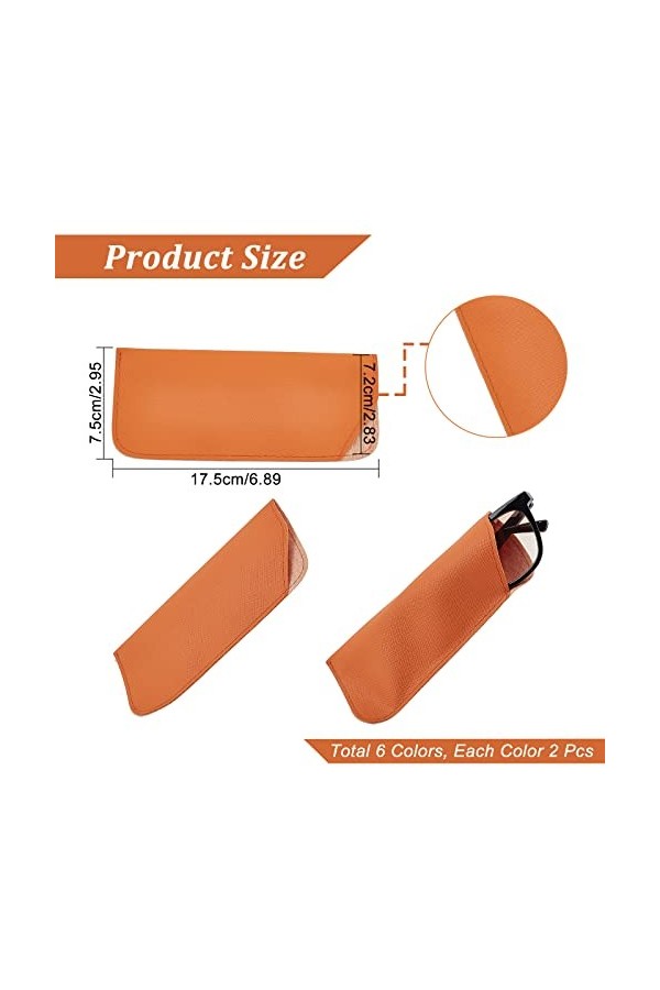 nbeads 12 étui à Lunettes en Cuir Portable, 6 Couleurs Pochette de Lunettes de Soleil Souple Pochette de Lunettes Lecture Poc