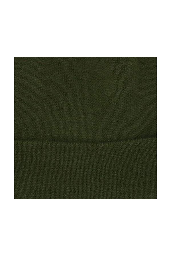 Bonnet Homme ou Femme Vert Kaki Uni - Bonnet Hiver Basic en Maille sans Pompon - 100% Acrylique - avec ou sans Revers - Modèl