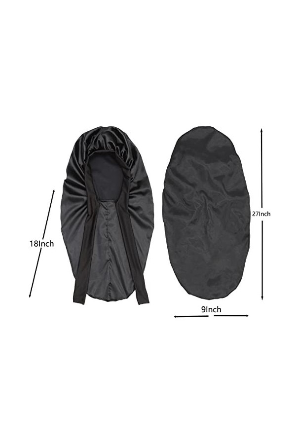 SENGTERM Bonnet en Satin Long Bonnet de Nuit Bande Élastique Douce Bonnet de Couchage Chouchous en Satin pour Long, Bouclés C