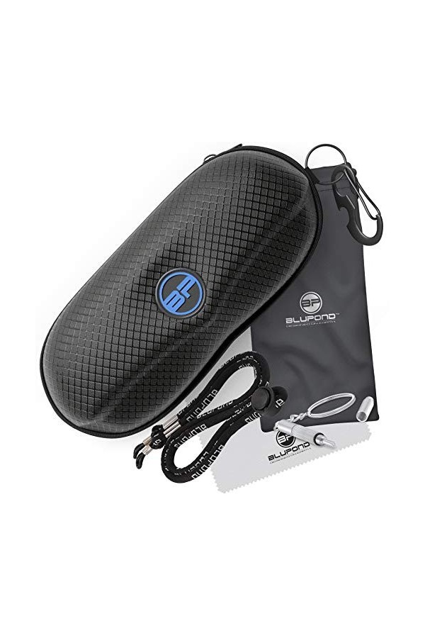 BLUPOND lunettes EVA semi-étui rigide - Avec crochet pour accrocher la ceinture - Jeu 5 en 1 cas pour lunettes de sport