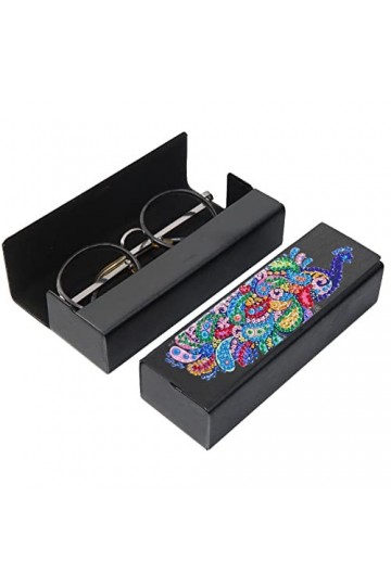 LICHENGTAI Étui à Lunettes avec Strass en Cristal, Diamant Peinture étui à Lunettes Unisexe Portable étui à Lunettes de Solei