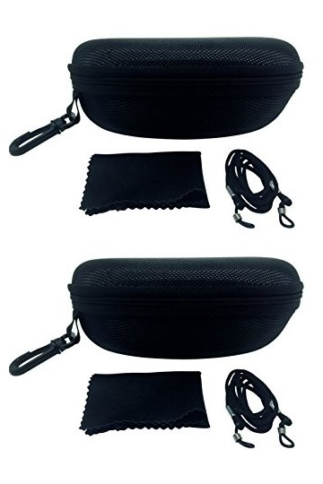 FALINGO Lot de 2 étuis à lunettes rigides XXL Noir 170 x 80 x 60 mm, Noir , 170 x 80 x 60 mm