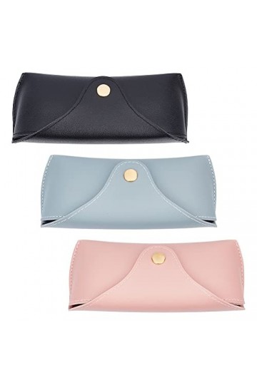 GORGECRAFT 3 couleurs Étui à Lunettes Portable en Cuir Pochette Rigide pour Lunettes de Soleil avec Fermeture à Bouton 17x6.8