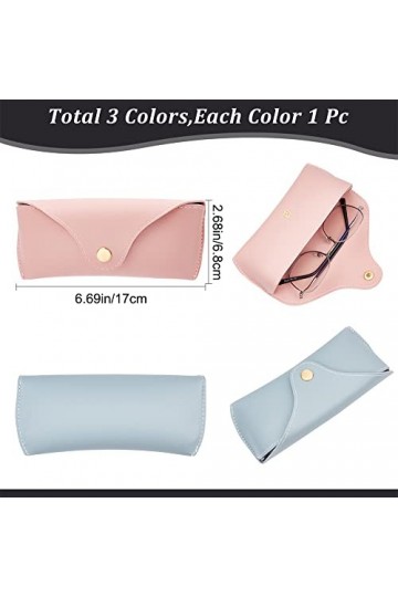 GORGECRAFT 3 couleurs Étui à Lunettes Portable en Cuir Pochette Rigide pour Lunettes de Soleil avec Fermeture à Bouton 17x6.8
