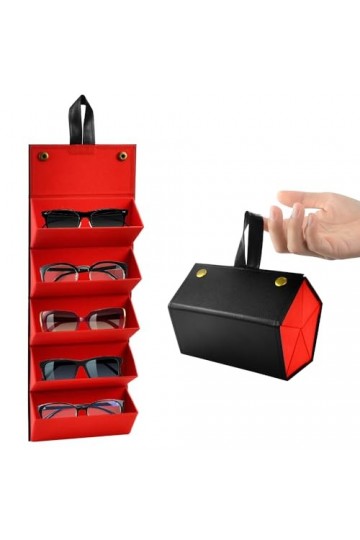 CAREDGO Boîte de Rangement pour Lunettes Organisateur Lunette de Soleil Voyage Portable Étui à Lunettes de Soleil à 5 Fentes 