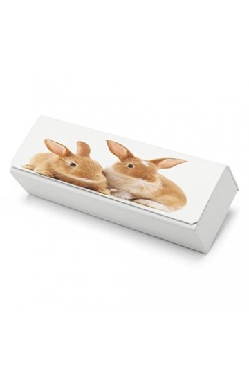 Étui à lunettes rigide en cuir PU pour homme et femme Motif chat mignon, Lapin marron mignon 2, taille unique