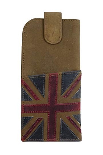 Mala Leather Étui à lunettes en cuir souple Motif Union Jack