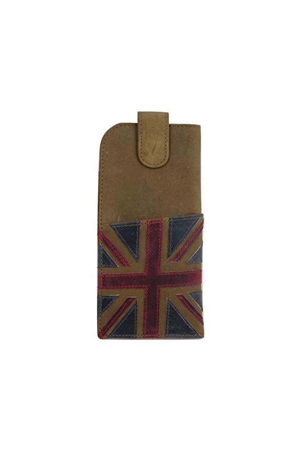 Mala Leather Étui à lunettes en cuir souple Motif Union Jack