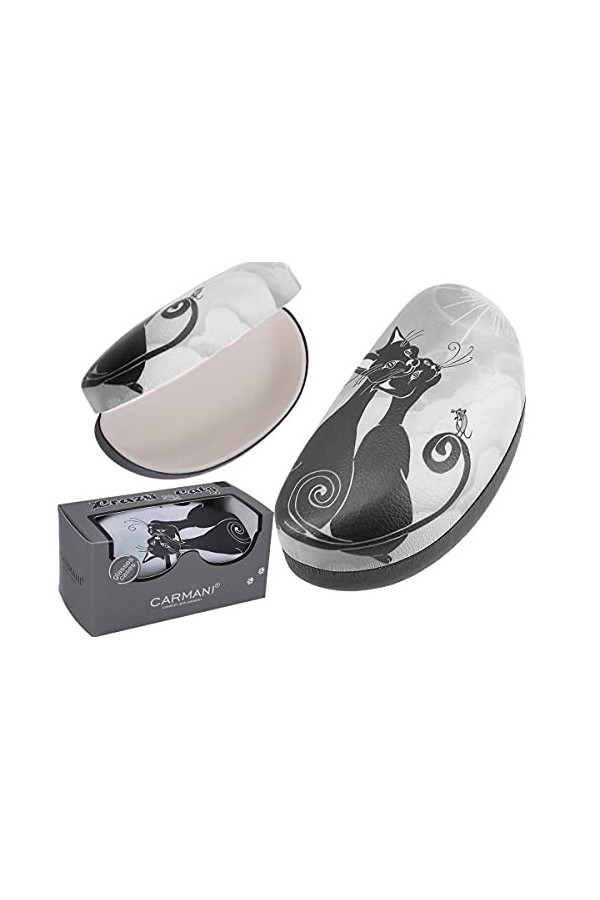 CARMANI - Lunettes de soleil dur protecteur Case Box Titulaire avec peinture avec motif Chats Fous Crazy Cats 