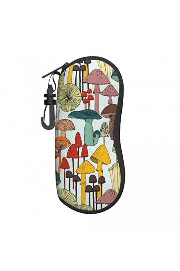 Étui souple pour lunettes de soleil avec clip de ceinture - Étui portable en néoprène avec fermeture éclair - Motif champigno