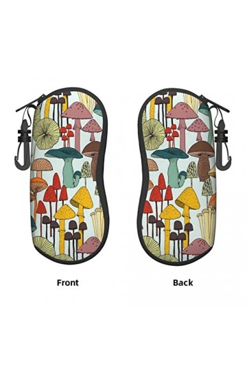 Étui souple pour lunettes de soleil avec clip de ceinture - Étui portable en néoprène avec fermeture éclair - Motif champigno