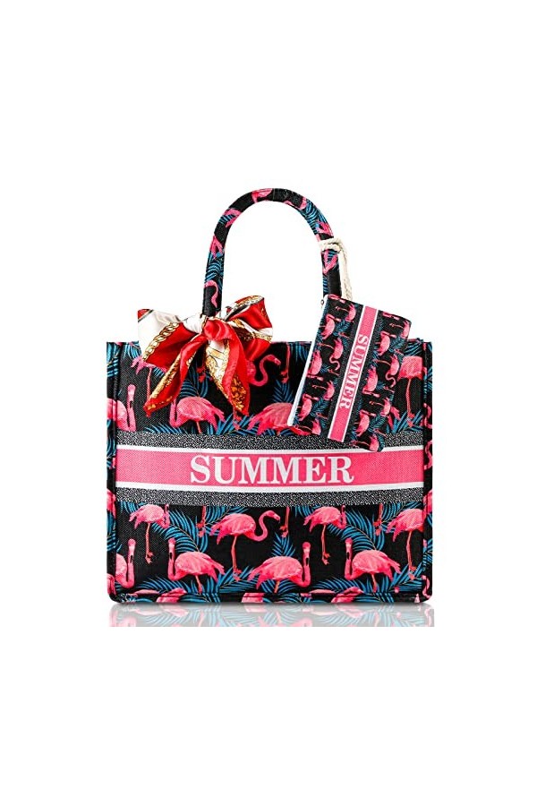 Teklemon Grand Sac de Plage pour Femmes,Sac Fourre-Tout en été,XXL Cabas Sac de Shopping,Grand Sac à Bandoulière avec Fermetu