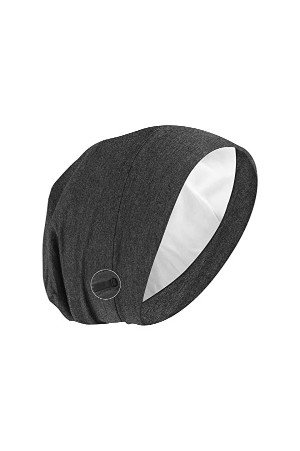 Molain Bonnet de Sommeil en Satin avec Doublure en Satin Réglable Doublure en Soie Noir