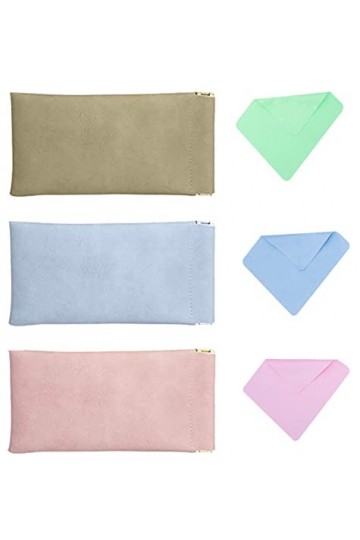 XINTONG Lot de 3 étuis à lunettes en cuir avec chiffon de nettoyage - Étui à lunettes portable en cuir pour homme et femme