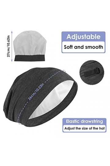 Molain Bonnet de Sommeil en Satin avec Doublure en Satin Réglable Doublure en Soie Noir
