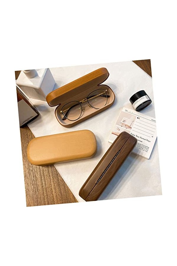 DOITOOL 3 Pièces à Lunettes Caisse De Rangement Bois Étuis à Lunettes Coque Rigide Femme Étuis à Lunettes Pour Hommes Durs Ca
