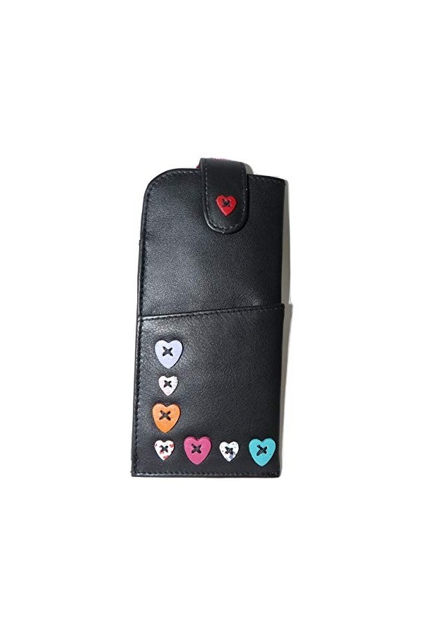 Mala Étui à lunettes en cuir souple avec motif cœurs