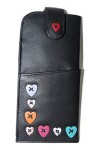 Mala Étui à lunettes en cuir souple avec motif cœurs