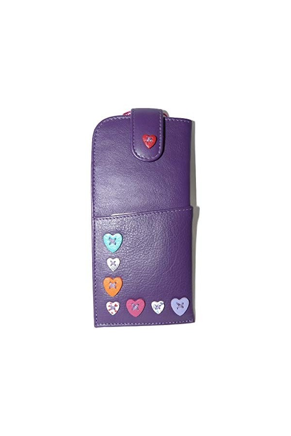 Mala Étui à lunettes en cuir souple avec motif cœurs