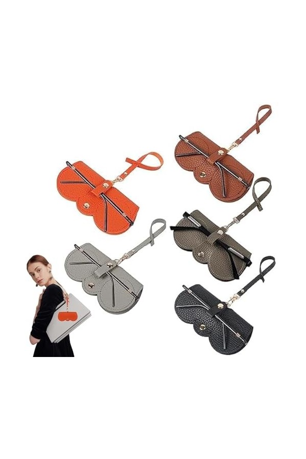 YZDZSW Lot de 5 sacs à lunettes de soleil en cuir souple avec cordon, étui à lunettes de soleil, étui de rangement fin portab