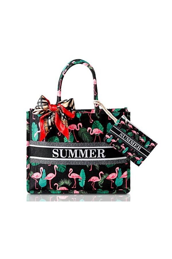 Teklemon Grand Sac de Plage pour Femmes,Sac Fourre-Tout en été,XXL Cabas Sac de Shopping,Grand Sac à Bandoulière avec Fermetu