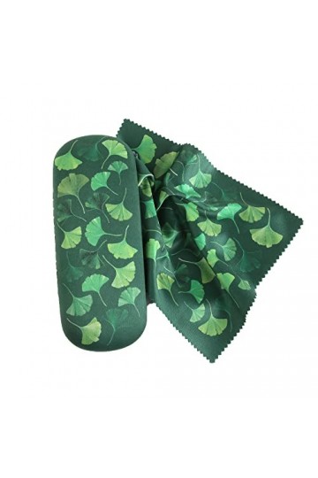 Generisch Étui à lunettes Ginkgo en microfibre avec chiffon de nettoyage, vert, M