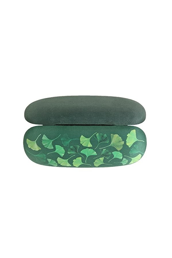 Generisch Étui à lunettes Ginkgo en microfibre avec chiffon de nettoyage, vert, M