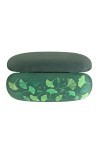 Generisch Étui à lunettes Ginkgo en microfibre avec chiffon de nettoyage, vert, M