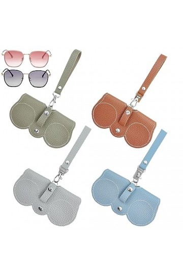 Auswalar Lot de 4 sacs à lunettes de soleil en cuir souple, étui à lunettes portable en cuir, étui de protection de voyage po