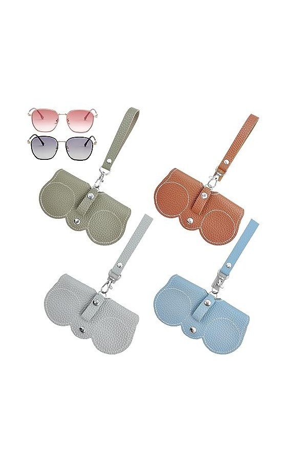 Auswalar Lot de 4 sacs à lunettes de soleil en cuir souple, étui à lunettes portable en cuir, étui de protection de voyage po