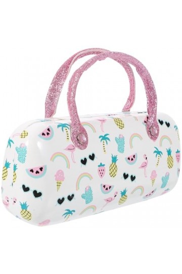 SOIMISS À Lunettes En Cuir Pu Thème Hawaïen Lunettes Sac À Main Coque Rigide Avec Poignée Lunettes Pochette Lunettes De Solei