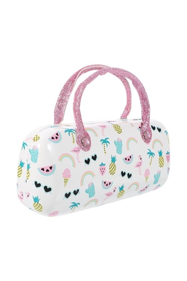 SOIMISS À Lunettes En Cuir Pu Thème Hawaïen Lunettes Sac À Main Coque Rigide Avec Poignée Lunettes Pochette Lunettes De Solei