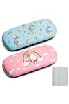 2 Paquets Étuis à Lunettes Licorne à Coque Dure avec 2 Chiffons de Nettoyage Abeille 