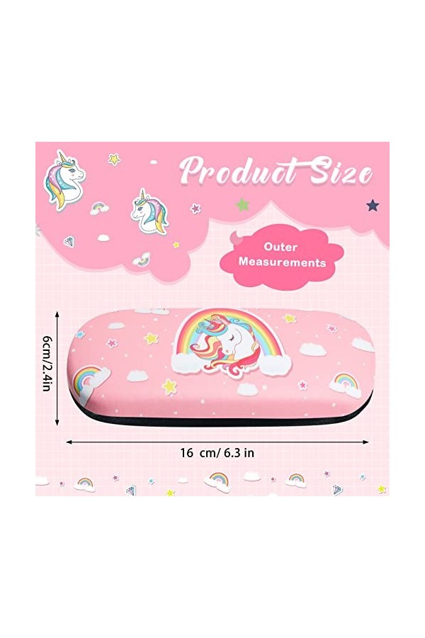 2 Paquets Étuis à Lunettes Licorne à Coque Dure avec 2 Chiffons de Nettoyage Abeille 
