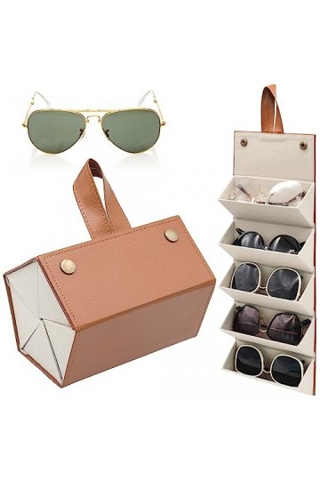 YAXIDAEVER Étui de Rangement pour Lunettes de Soleil de Voyage,5 Compartiments Rangement Lunette,Portable BoîTe à Lunettes po