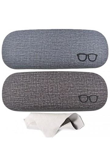 Rongyi 2 Pièces Étuis à Lunettes Toile de Lin Etui, Étui à Lunettes Rigide pour Femmes, pour Lunettes et Lunettes de Soleil a