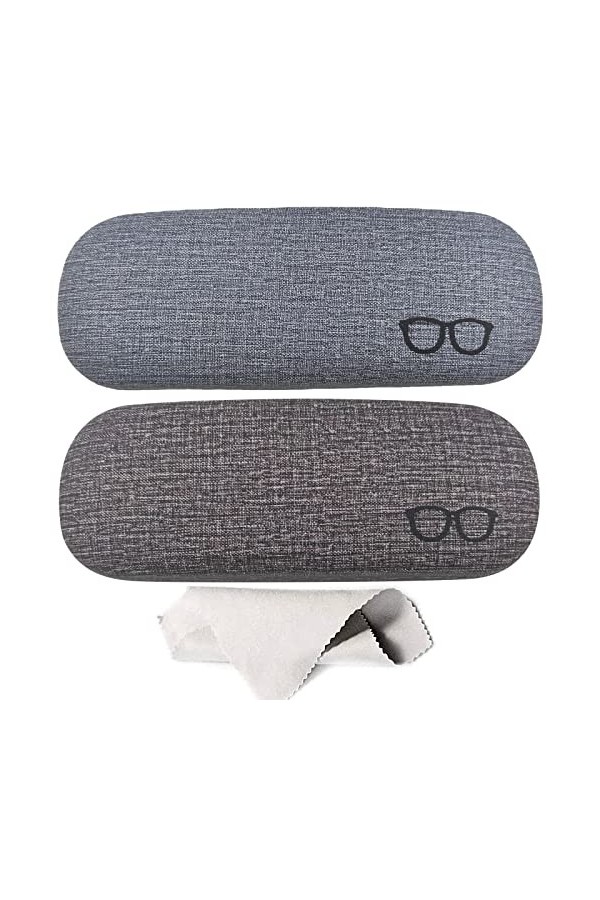 Rongyi 2 Pièces Étuis à Lunettes Toile de Lin Etui, Étui à Lunettes Rigide pour Femmes, pour Lunettes et Lunettes de Soleil a